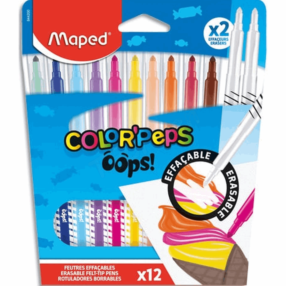 MAPED ΣΧΟΛΙΚΟΣ ΜΑΡΚΑΔΟΡΟΣ COLOR PEPS OOPS ΠΟΥ ΣΒΗΝΟΥΝ 3,6mm 10τμχ ΚΑΙ 2τμχ ERASERS 844200
