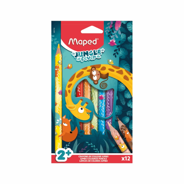 MAPED ΣΧΟΛΙΚΕΣ ΞΥΛΟΜΠΟΓΙΕΣ MAXI JUNGLE FEVER ΣΕΤ 12τμχ 863700