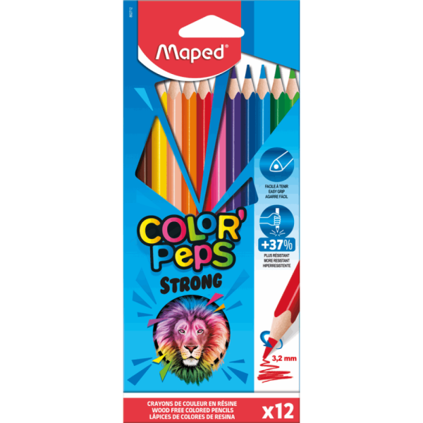 MAPED ΣΧΟΛΙΚΕΣ ΞΥΛΟΜΠΟΓΙΕΣ COLORPEPS STRONG 12τμχ 862712