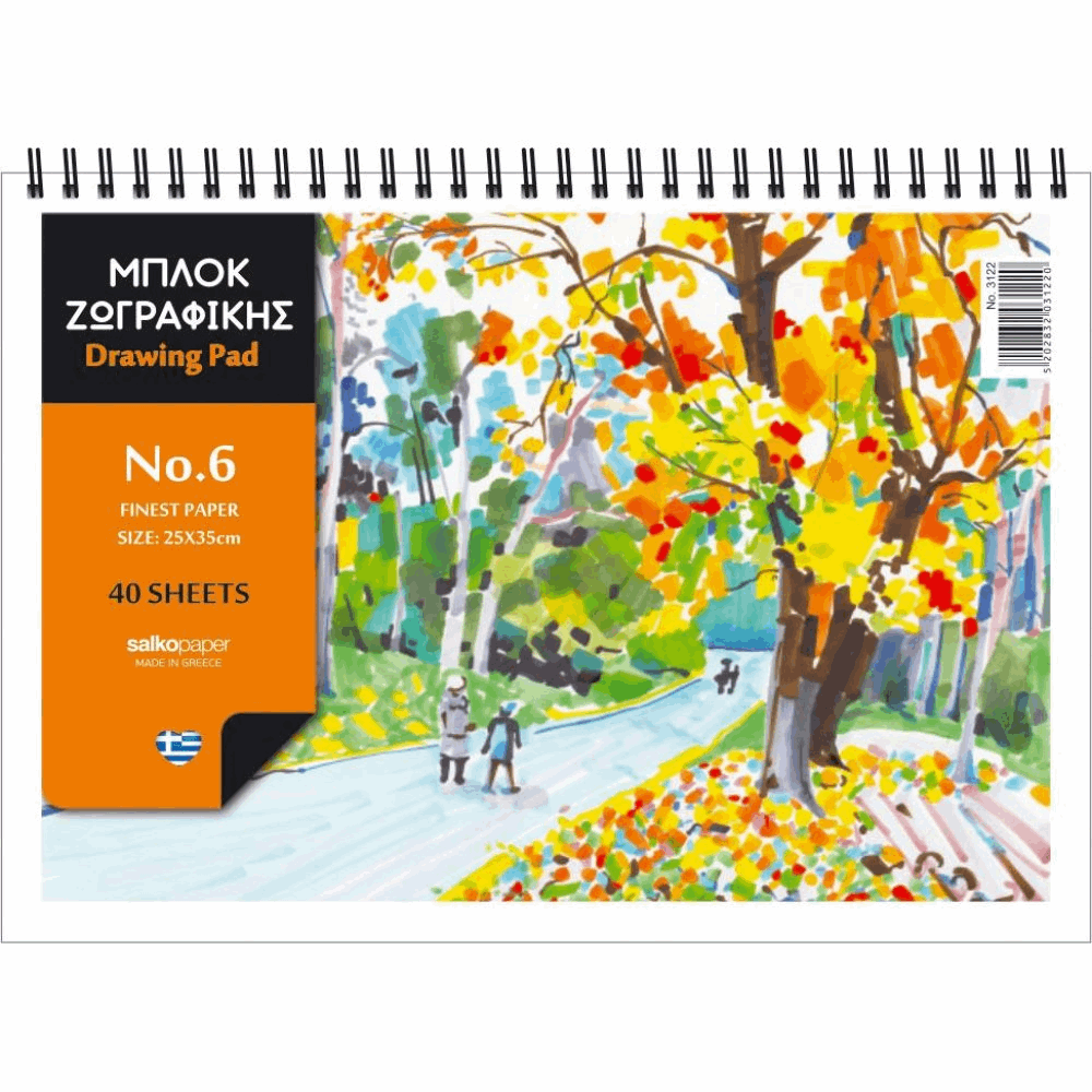 SALKO ΜΠΛΟΚ ΖΩΓΡΑΦΙΚΗΣ ΜΕ ΔΙΠΛΟ ΣΠΙΡΑΛ Β4(25Χ35) Νο6 40φ 80γρ 3122