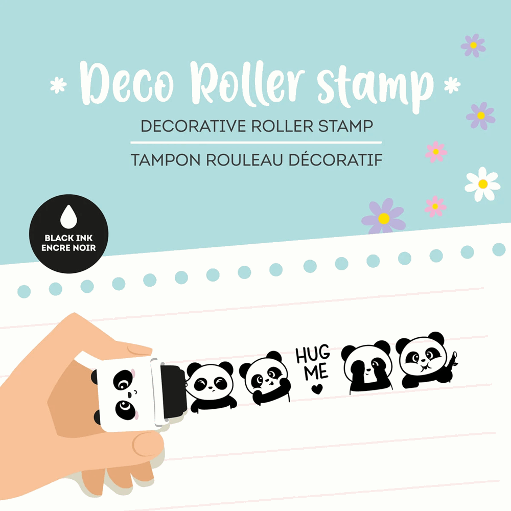 LEGAMI ROS0002 DECO ROLLER STAMP - DECORATIVE ROLLER STAMP - PANDA - BLACK INK