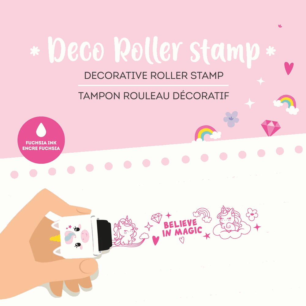 LEGAMI ROS0003 DECO ROLLER STAMP - DECORATIVE ROLLER STAMP - UNICORN - FUCHSIA INK