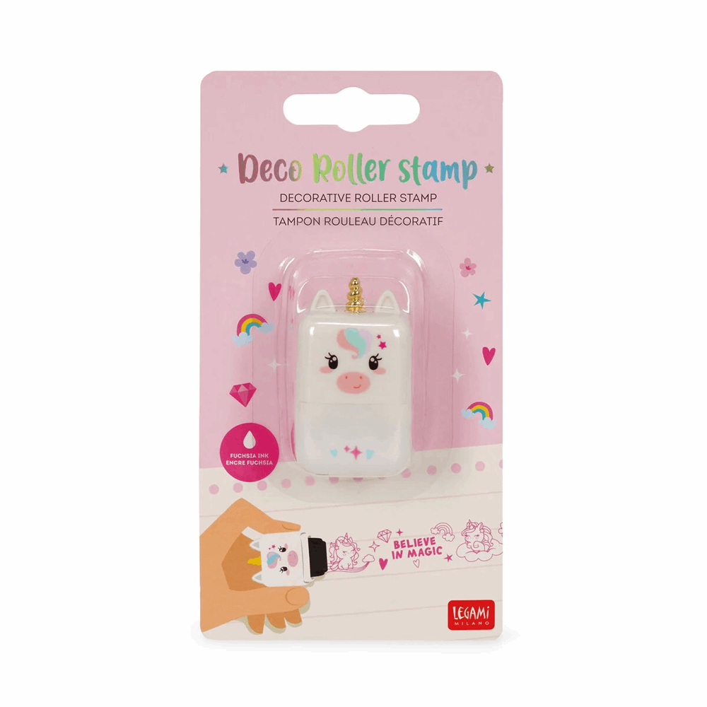 LEGAMI ROS0003 DECO ROLLER STAMP - DECORATIVE ROLLER STAMP - UNICORN - FUCHSIA INK