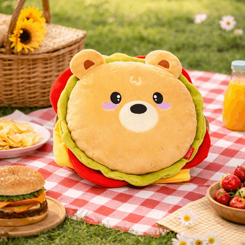 LEGAMI SUS0017 SUPER SOFT! - PILLOW - TEDDY BEAR - HAMBURGER