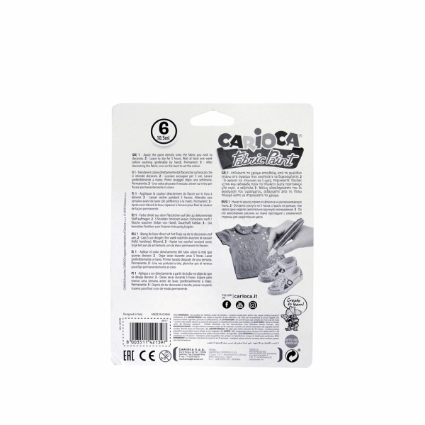 CARIOCA FABRIC PAINT PERLY 6τμχ 10.5ml