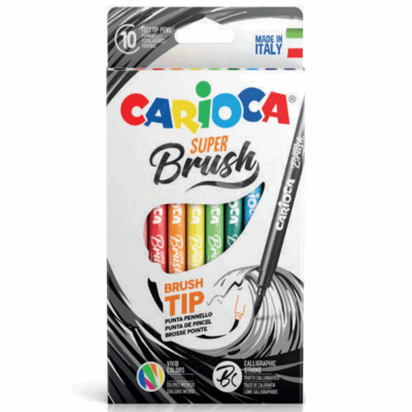 CARIOCA ΣΧΟΛΙΚΟΣ ΜΑΡΚΑΔΟΡΟΣ ΠΙΝΕΛΟ SUPER BRUSH 42937 0,8-8mm WASHABLE 10τμχ PLANT BASED INK 133010000