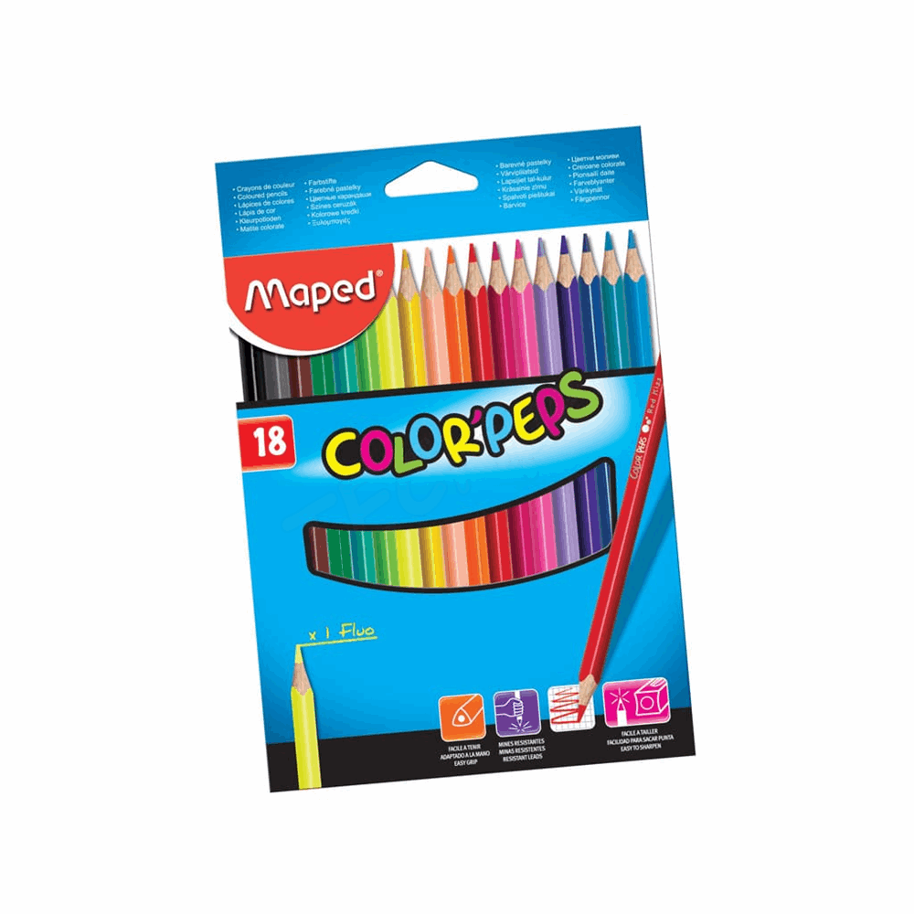 MAPED ΣΧΟΛΙΚΕΣ ΞΥΛΟΜΠΟΓΙΕΣ COLOR PEPS ΣΕΤ 18τμχ 183218