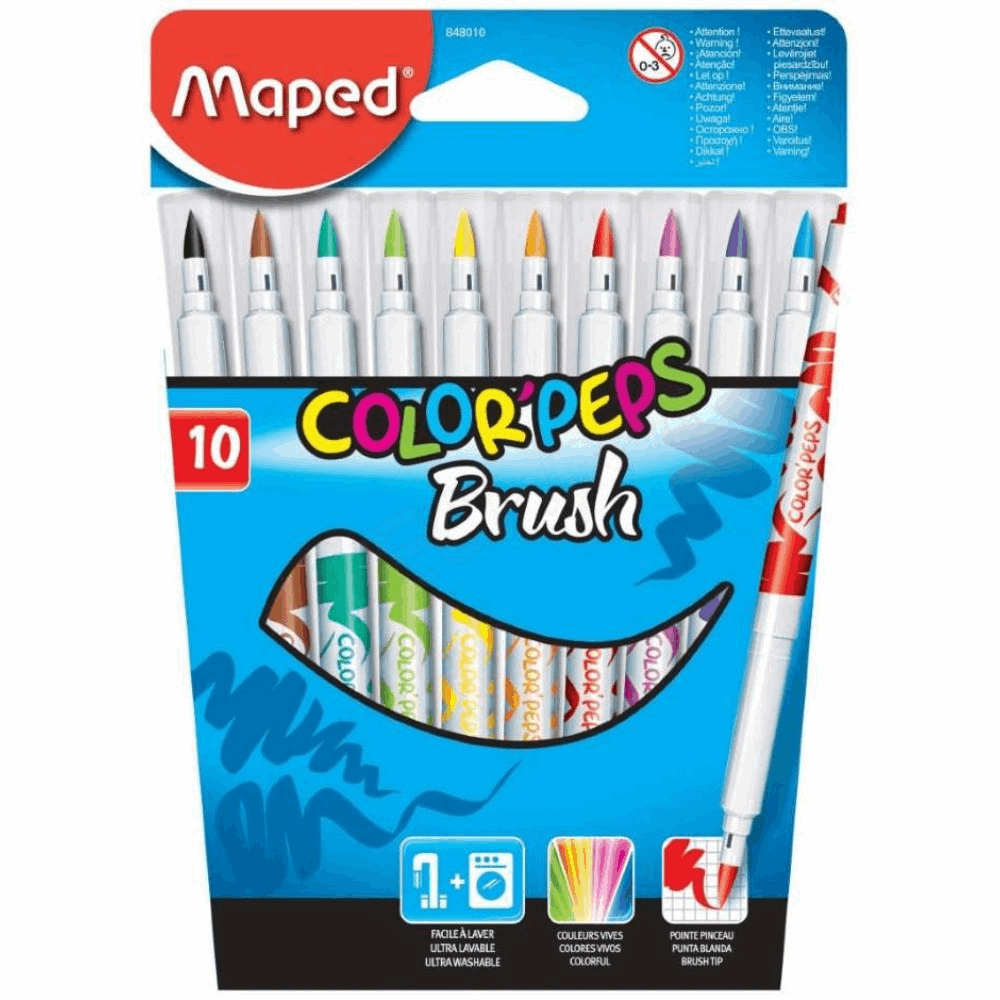 MAPED ΜΑΡΚΑΔΟΡΟΣ ΧΕΙΡΟΤΕΧΝΙΑΣ COLOR PEPS BRUSH 2,8mm WASHABLE 10τμχ 848010