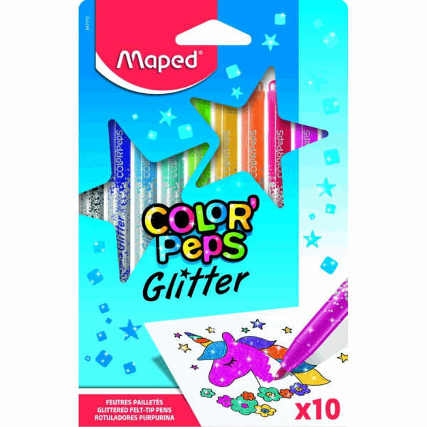 MAPED ΣΧΟΛΙΚΟΣ ΜΑΡΚΑΔΟΡΟΣ COLOR PEPS GLITTER 10τμχ 847110