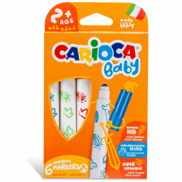CARIOCA BABY ΜΑΡΚΑΔΟΡΟΣ ΖΩΓΡΑΦΙΚΗΣ JUMBO 42813 SUPER WASHABLE 6τμχ ΓΙΑ ΗΛΙΚΙΕΣ 2+ 133006500