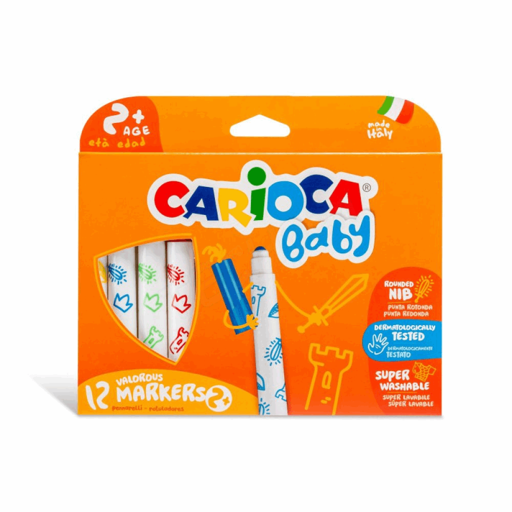 CARIOCA BABY ΜΑΡΚΑΔΟΡΟΣ ΖΩΓΡΑΦΙΚΗΣ JUMBO 42814 SUPER WASHABLE 12τμχ ΓΙΑ ΗΛΙΚΙΕΣ 2+ 133012501
