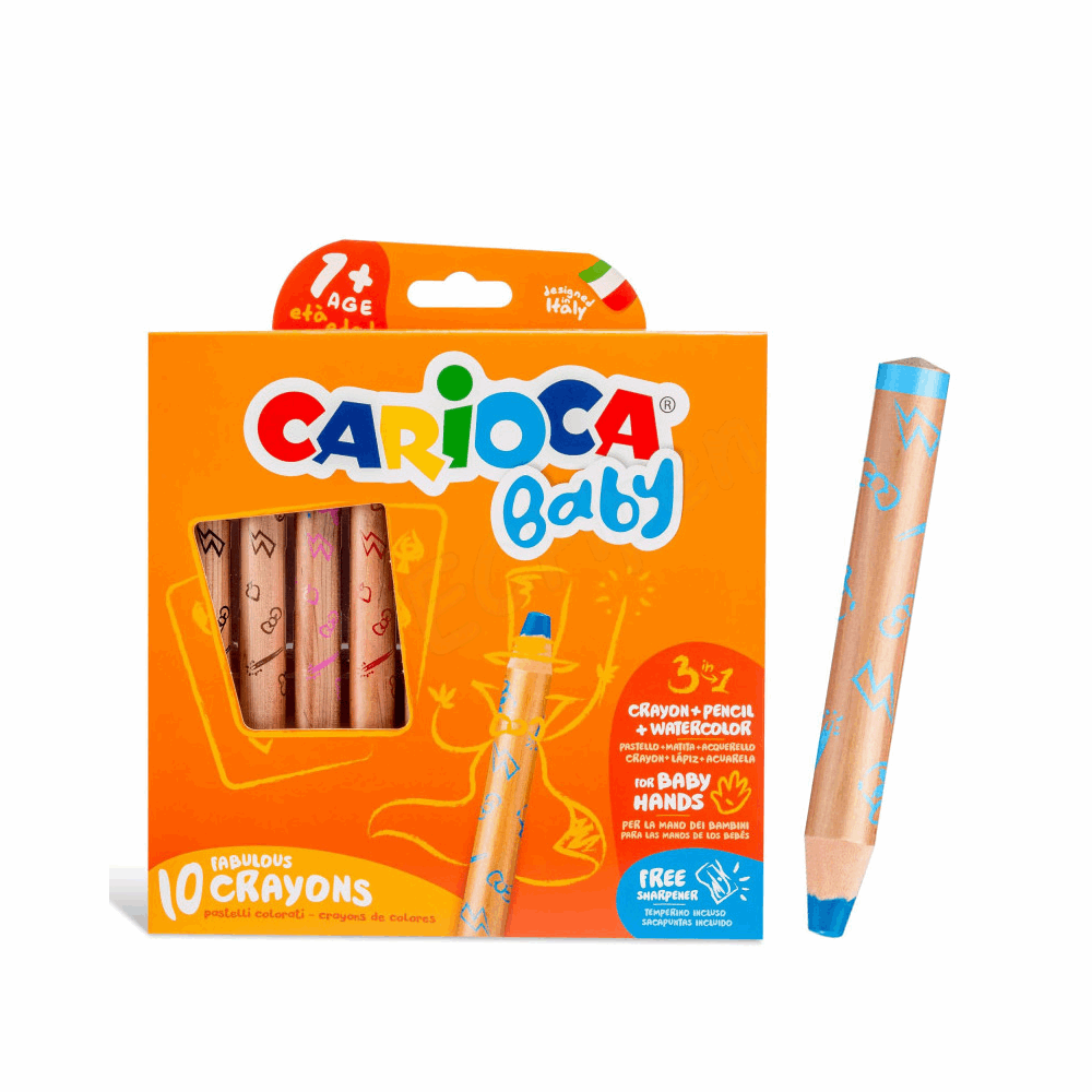 CARIOCA BABY ΞΥΛΟΜΠΟΓΙΕΣ 3 IN 1 CRAYON PENCIL AND WATERCOLOR 42818 ΣΕΤ 10τμχ ΓΙΑ ΗΛΙΚΙΕΣ 1+ 133428180