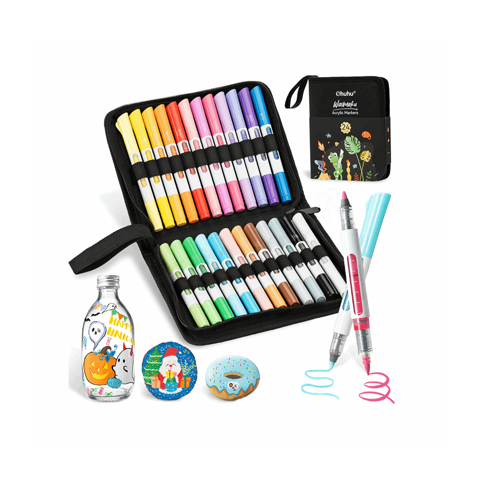 OHUHU ACRYLIC MARKERS SET-24 *DUAL TIP* OHU-Y30-80601-96