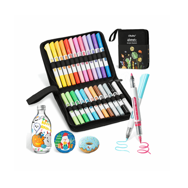 OHUHU ACRYLIC MARKERS SET-24 *DUAL TIP* OHU-Y30-80601-96
