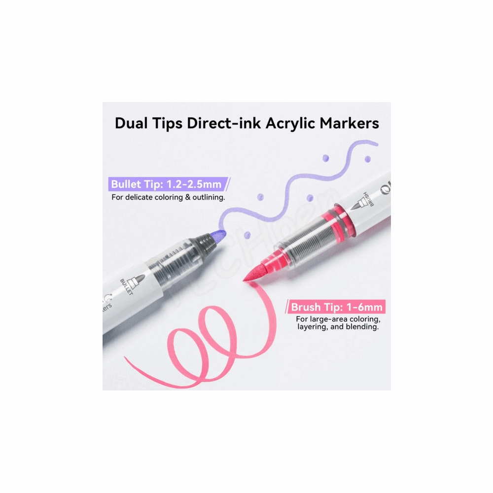 OHUHU ACRYLIC MARKERS SET-24 *DUAL TIP* OHU-Y30-80601-96