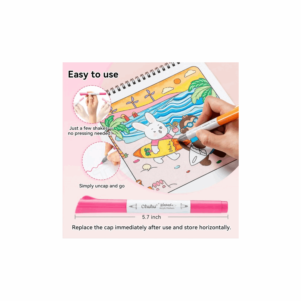 OHUHU ACRYLIC MARKERS SET-24 *DUAL TIP* OHU-Y30-80601-96