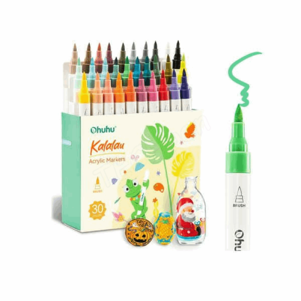 OHUHU ACRYLIC MARKERS SET-30 BRUSH TIP OHU-Y30-80601-82