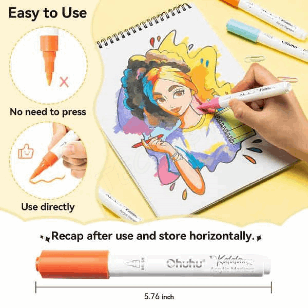 OHUHU ACRYLIC MARKERS SET-30 BRUSH TIP OHU-Y30-80601-82