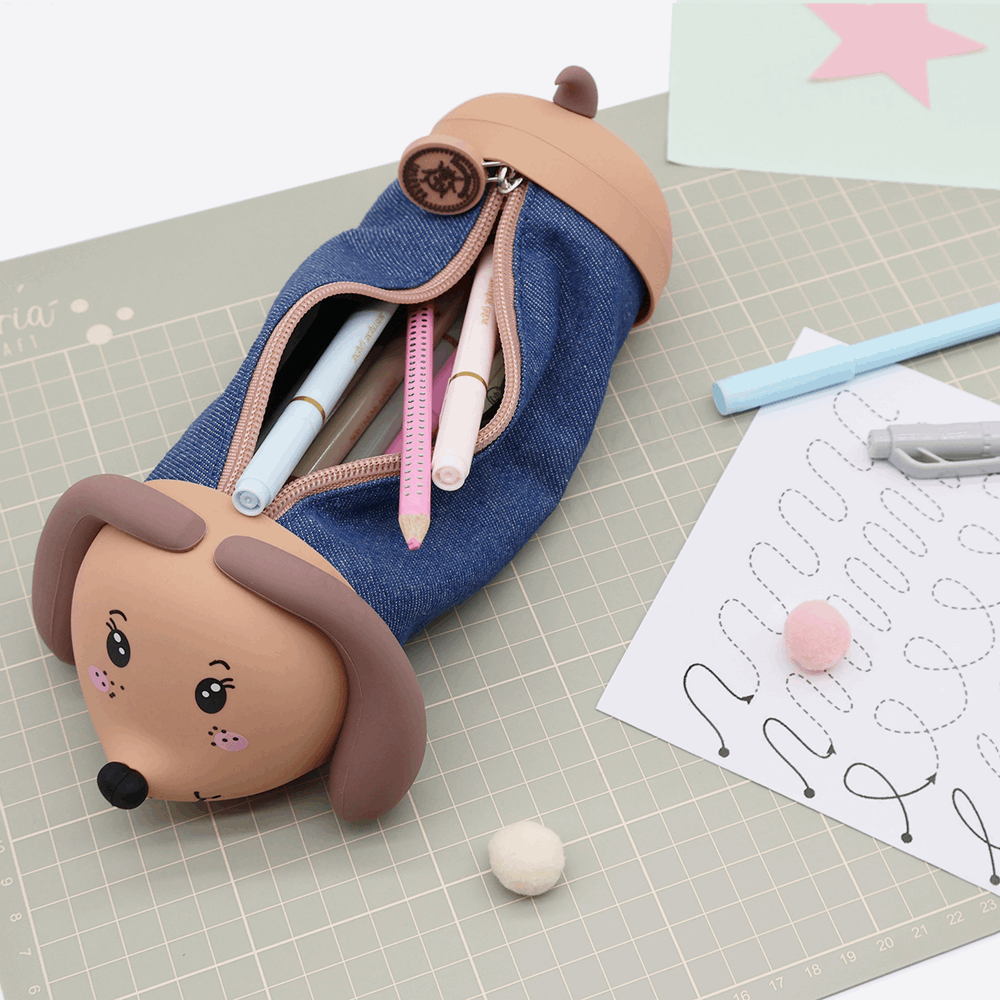 BELLTRADE Pencil case Fritzi the Dachshund Denim BEL-26502