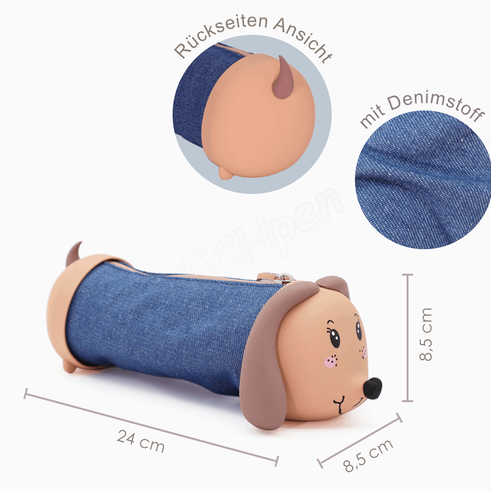 BELLTRADE Pencil case Fritzi the Dachshund Denim BEL-26502