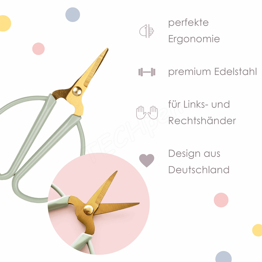 BELLTRADE Craft scissors, retro look, small, sage, 8.5 cm BEL-15304