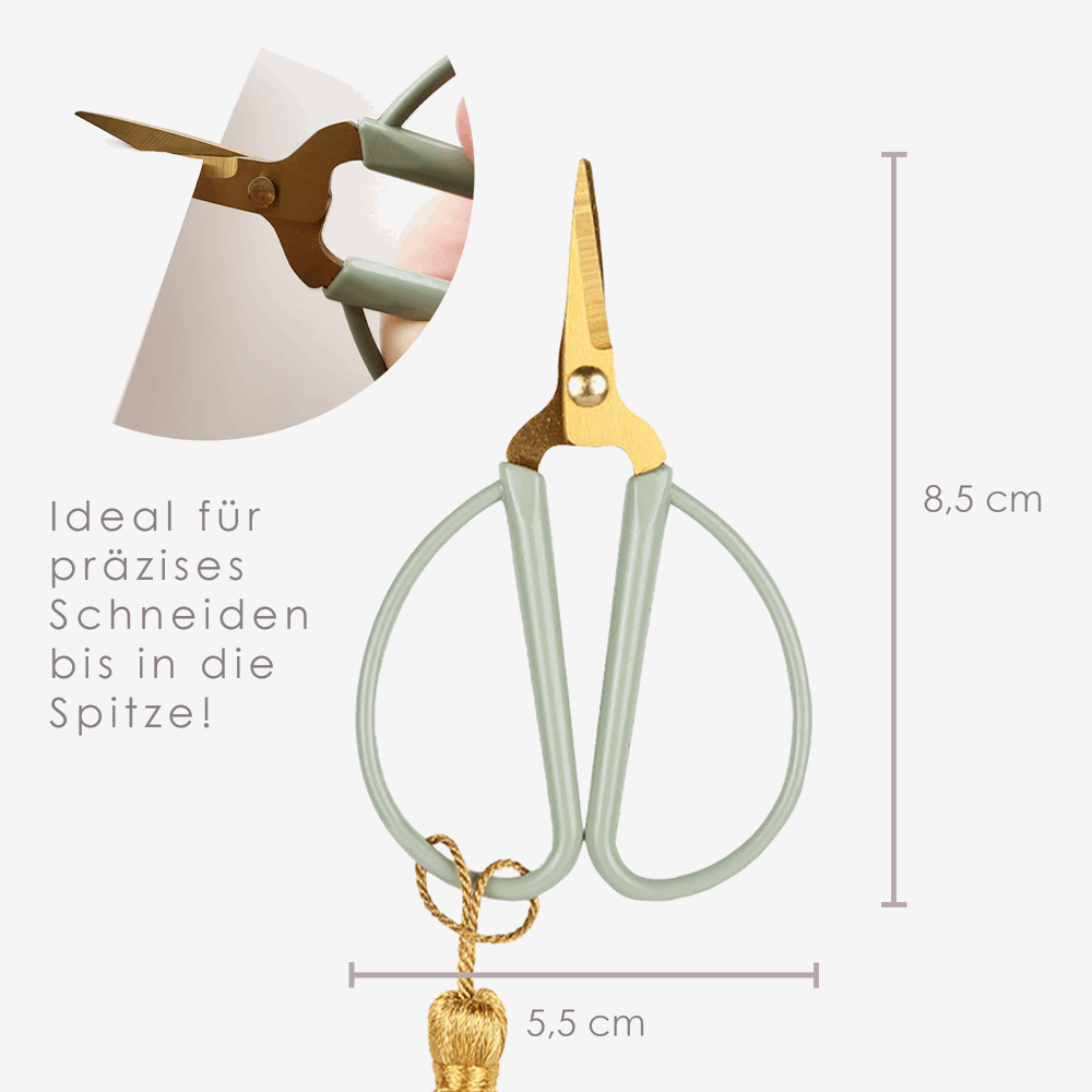 BELLTRADE Craft scissors, retro look, small, sage, 8.5 cm BEL-15304