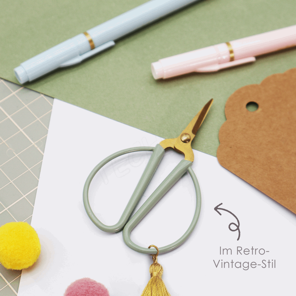 BELLTRADE Craft scissors, retro look, small, sage, 8.5 cm BEL-15304