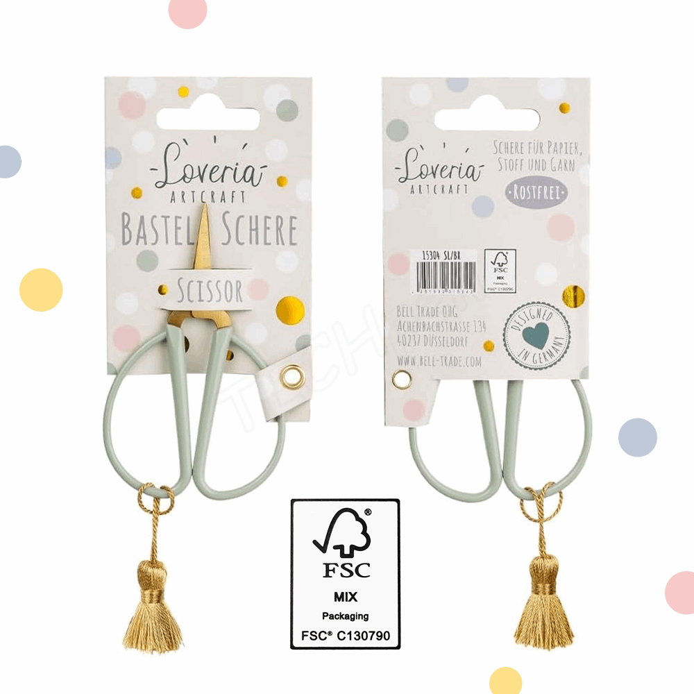 BELLTRADE Craft scissors, retro look, small, sage, 8.5 cm BEL-15304