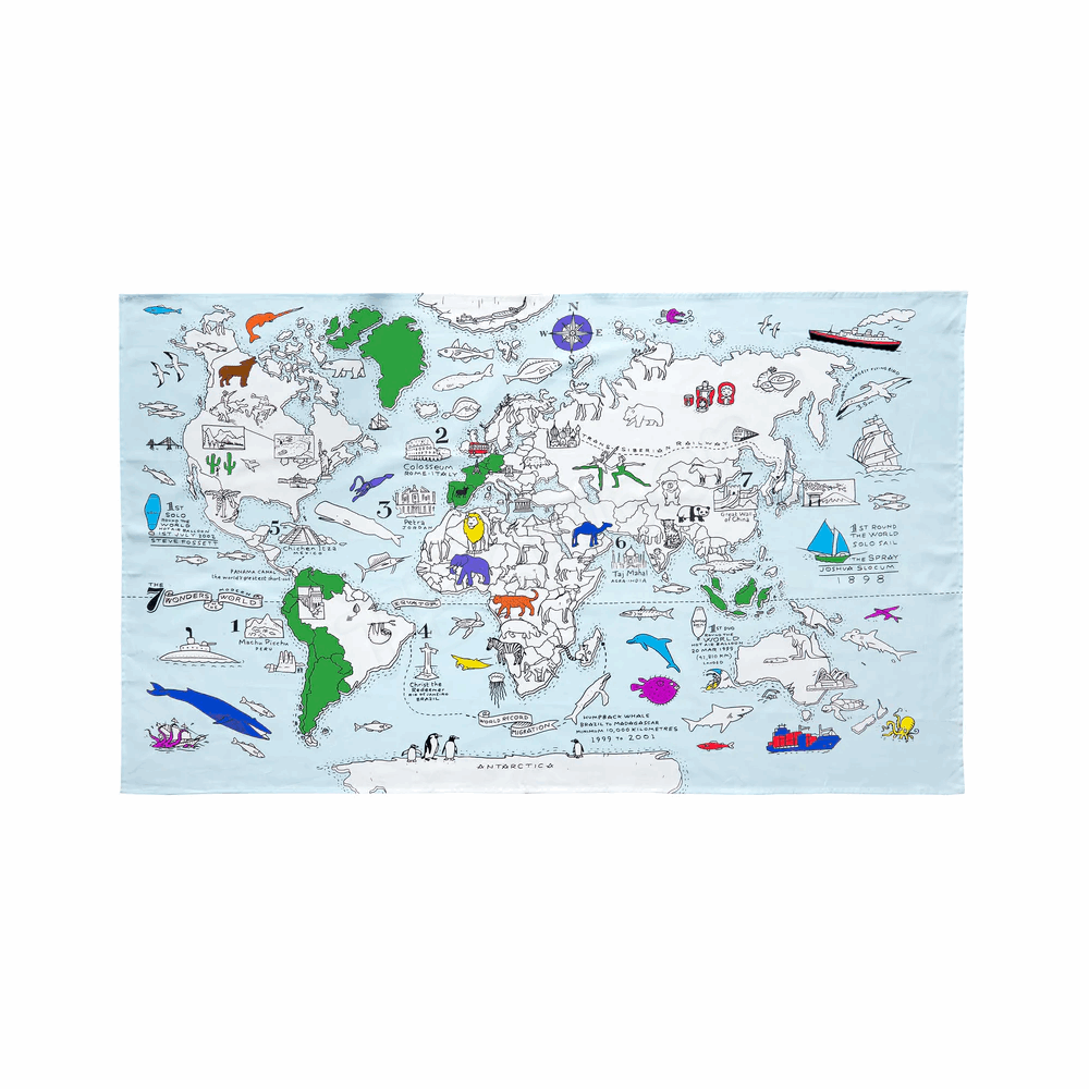 EATSLEEPDOODLE Tablecloth world map MAPTS 206002
