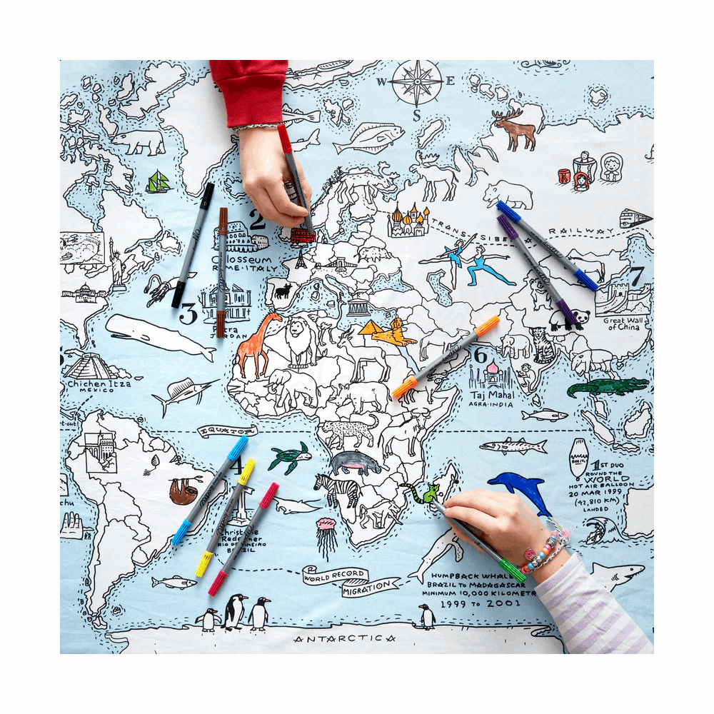 EATSLEEPDOODLE Tablecloth world map MAPTS 206002