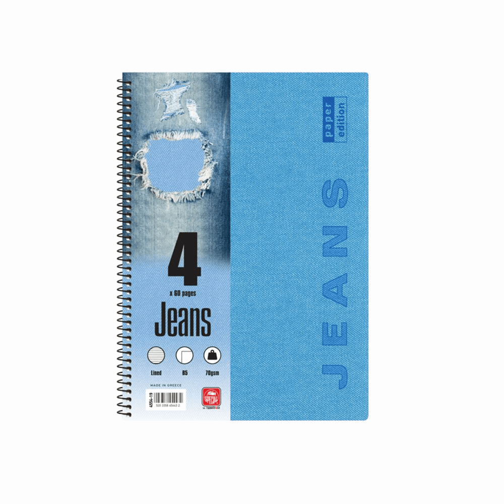TYPOTRUST JEANS ΤΕΤΡΑΔΙO ΣΠΙΡΑΛ Β5(17Χ25) 4Θ 120φ 4554-19