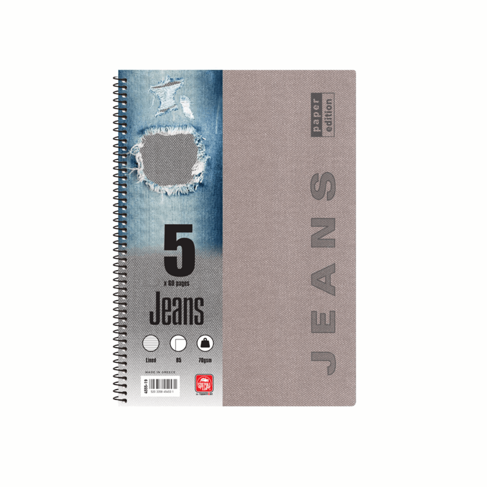 TYPOTRUST JEANS ΤΕΤΡΑΔΙO ΣΠΙΡΑΛ Β5(17Χ25) 5Θ 150φ 4555-19