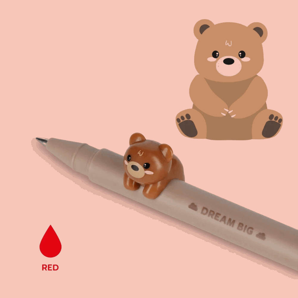 LEGAMI CPP0003 GEL PEN WITH ANIMAL DECORATION - LOVELY FRIENDS TEDDY BEAR