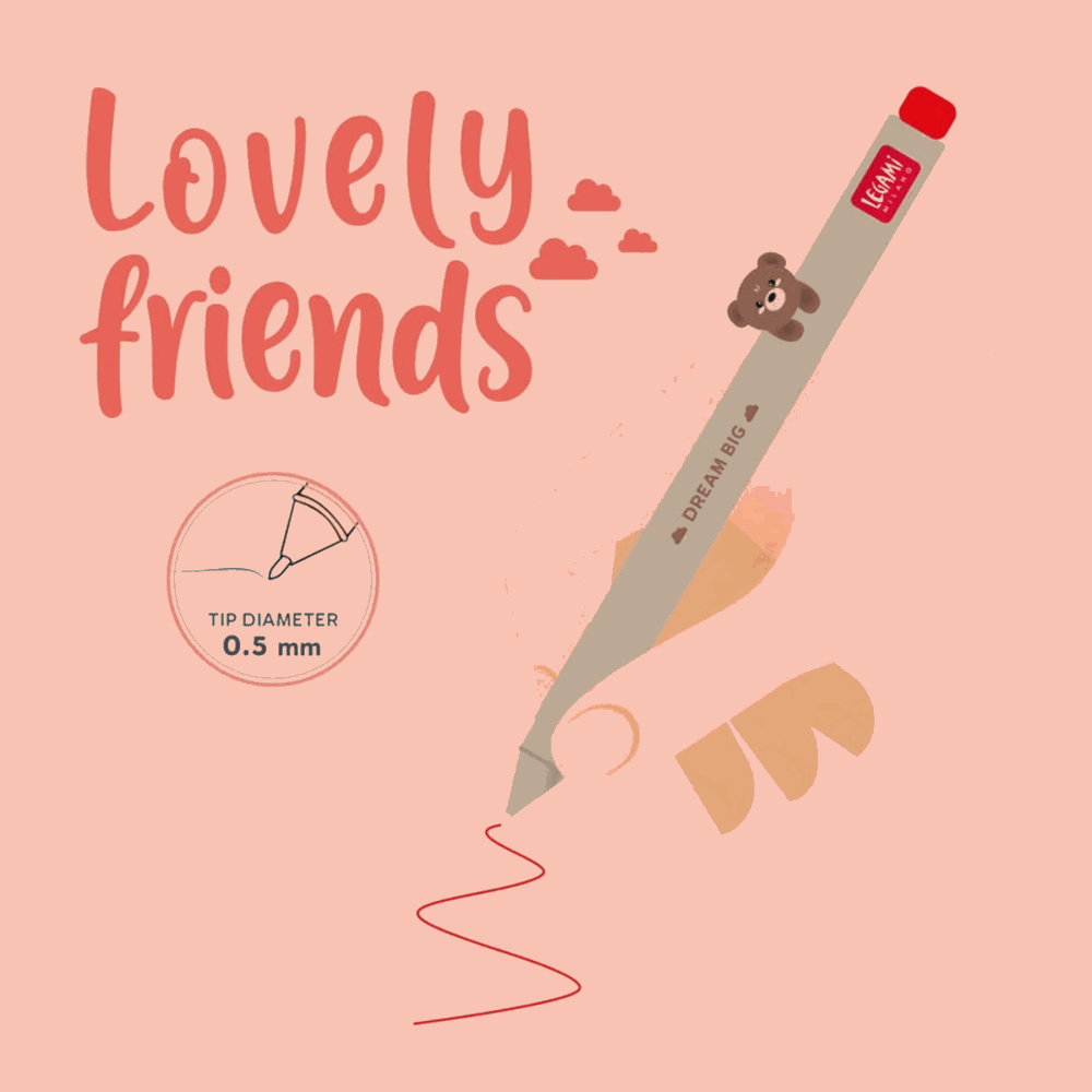 LEGAMI CPP0003 GEL PEN WITH ANIMAL DECORATION - LOVELY FRIENDS TEDDY BEAR