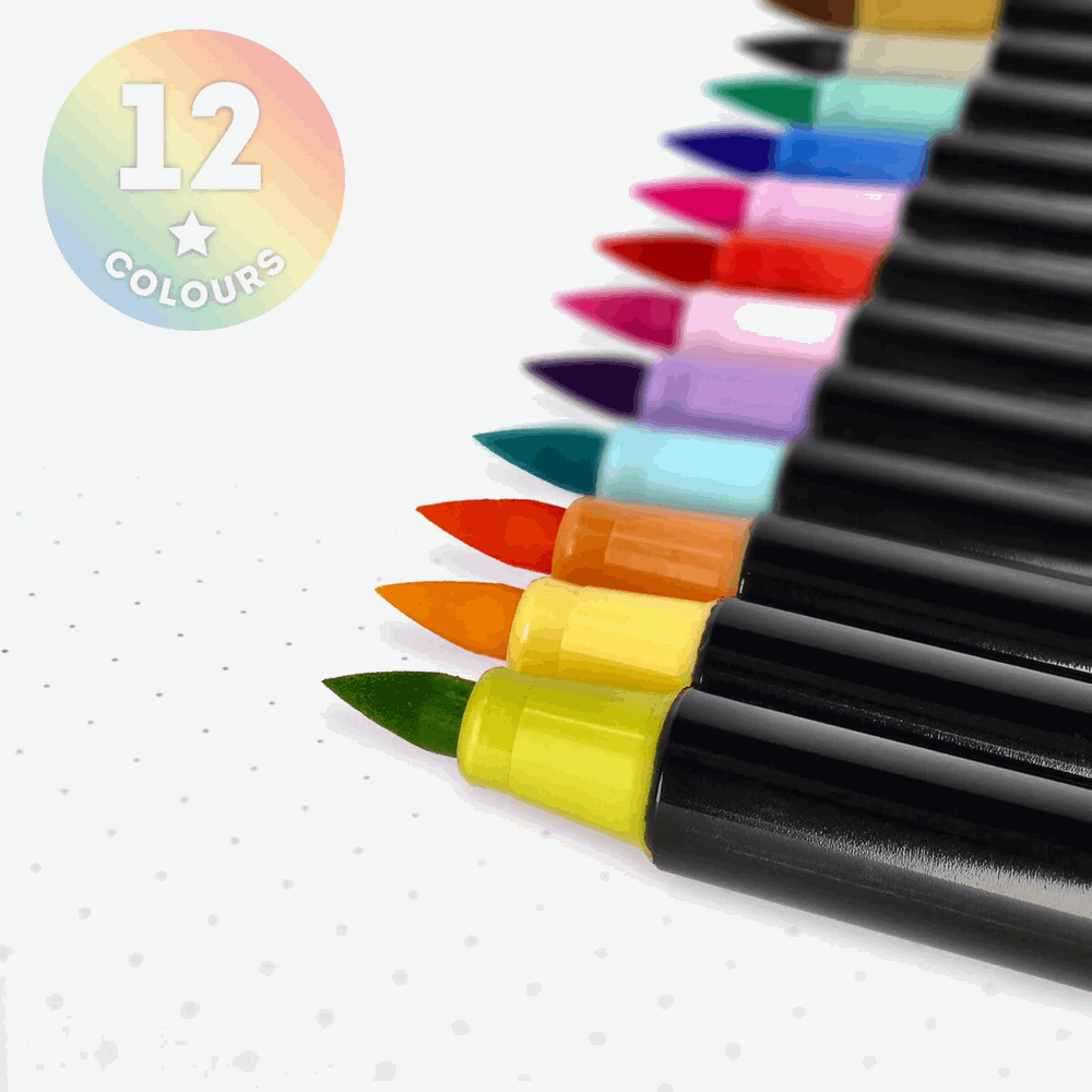 LEGAMI BUMA0002 Set of 12 Brush Markers in Pastel Colours - Brush Markers