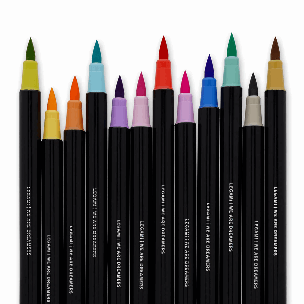 LEGAMI BUMA0002 Set of 12 Brush Markers in Pastel Colours - Brush Markers
