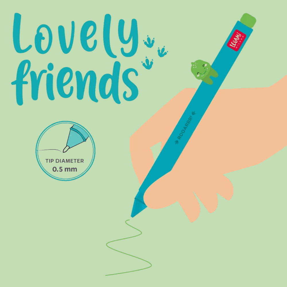 LEGAMI CPP0007 GEL PEN WITH ANIMAL DECORATION - LOVELY FRIENDS DINO