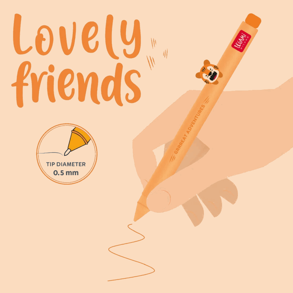 LEGAMI CPP0008 GEL PEN WITH ANIMAL DECORATION - LOVELY FRIENDS TIGER