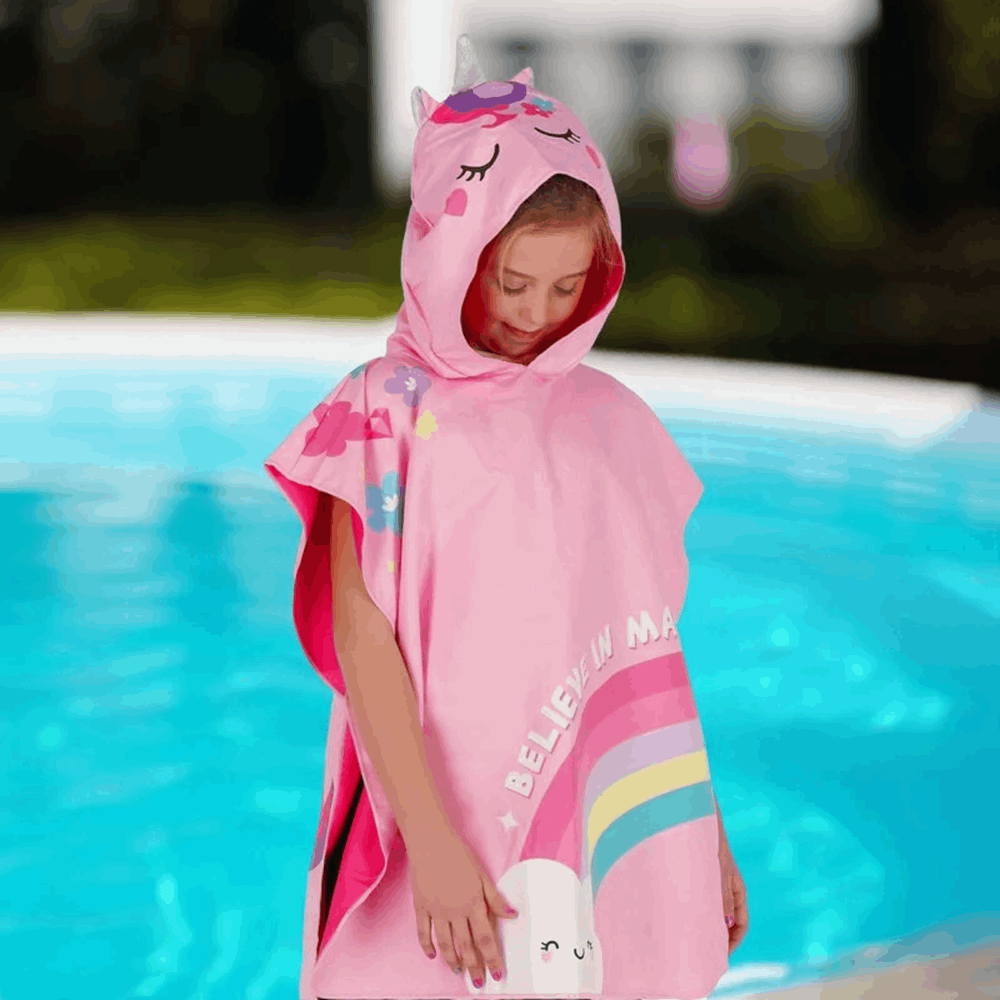 LEGAMI PTK0001 TOWELLING PONCHO FOR KIDS - UNICORN