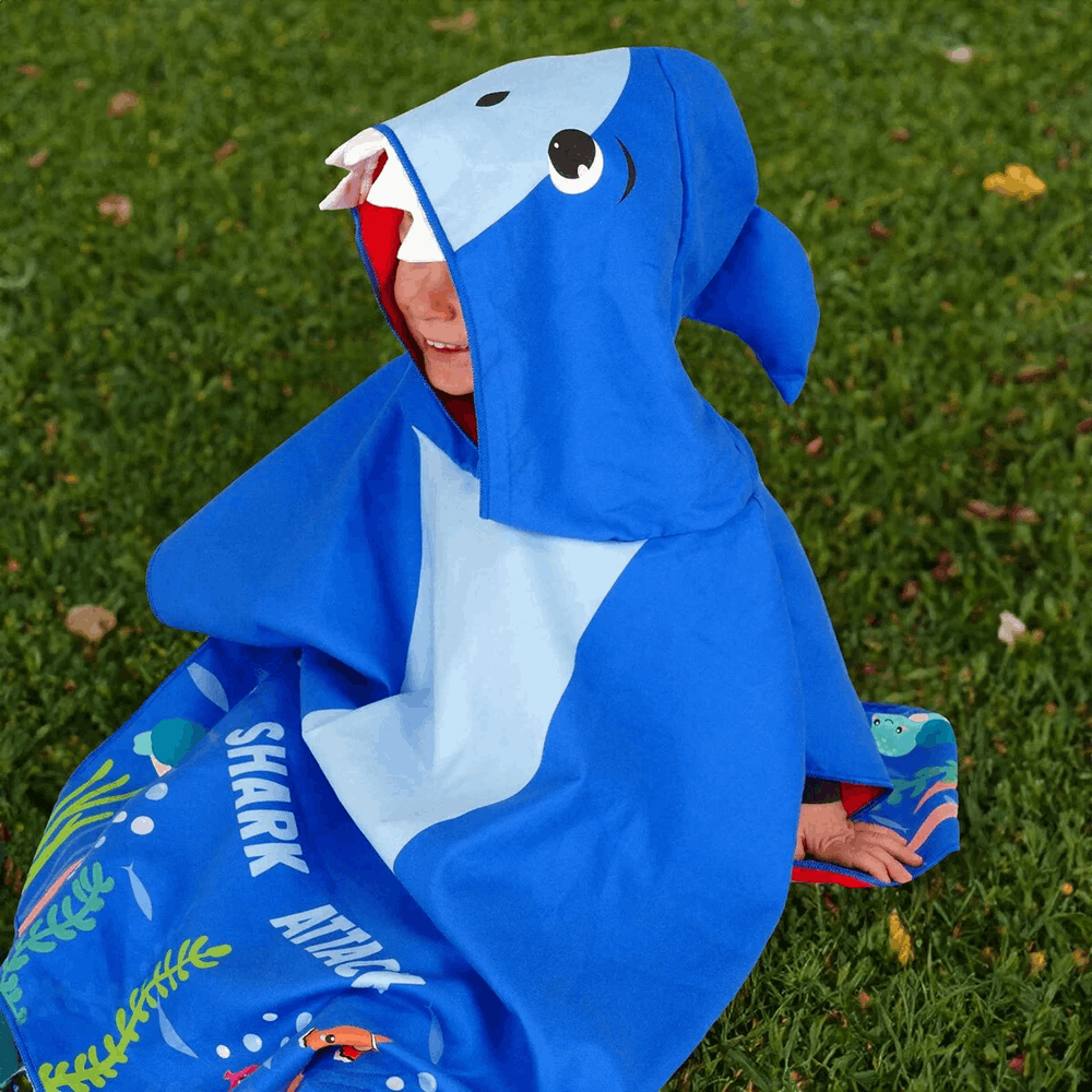 LEGAMI PTK0002 TOWELLING PONCHO FOR KIDS - SHARK