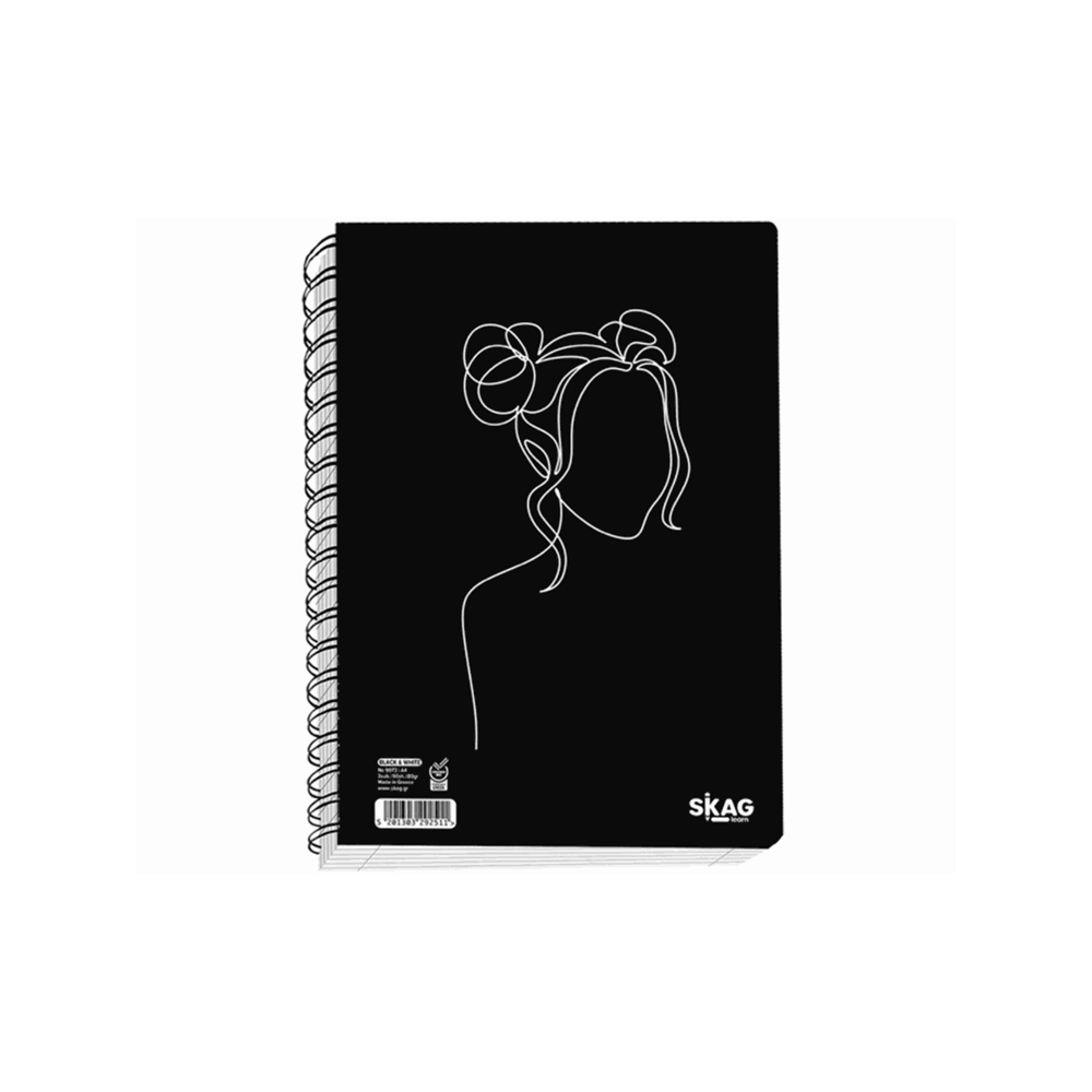 SKAG BLACK & WHITE ΤΕΤΡΑΔΙΟ ΣΠΙΡΑΛ A4(21Χ29) 2Θ 60φ 292504