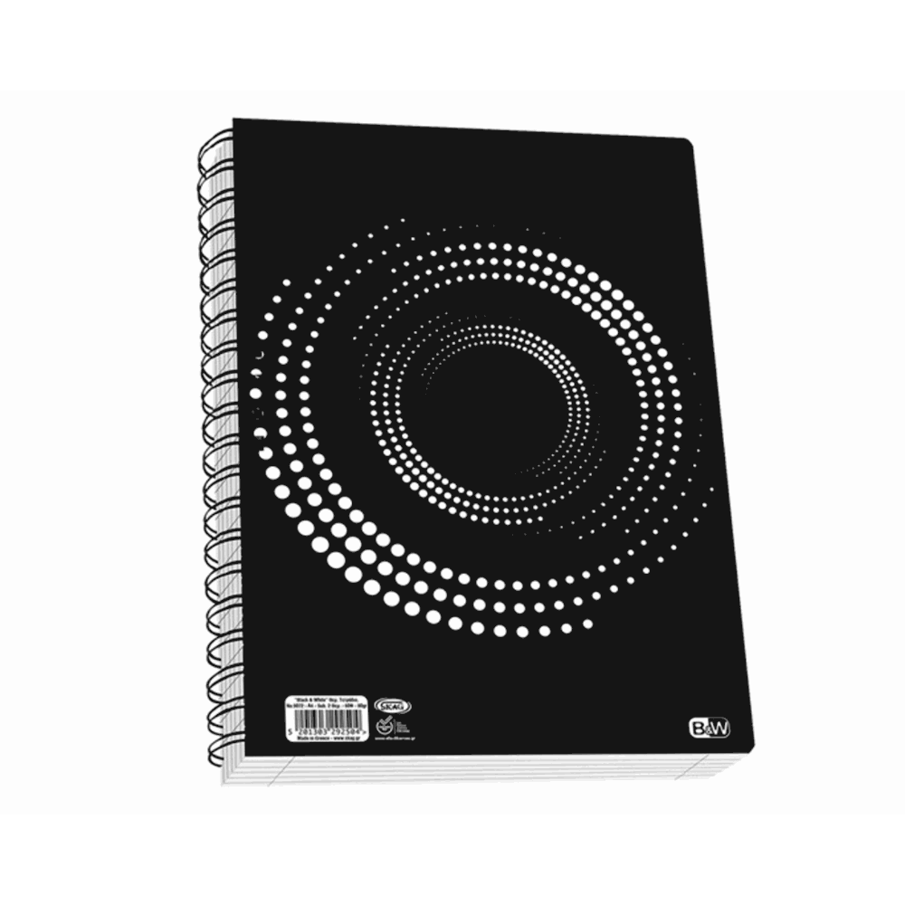 SKAG BLACK & WHITE ΤΕΤΡΑΔΙΟ ΣΠΙΡΑΛ Α4(21Χ29) 4Θ 120φ 297110