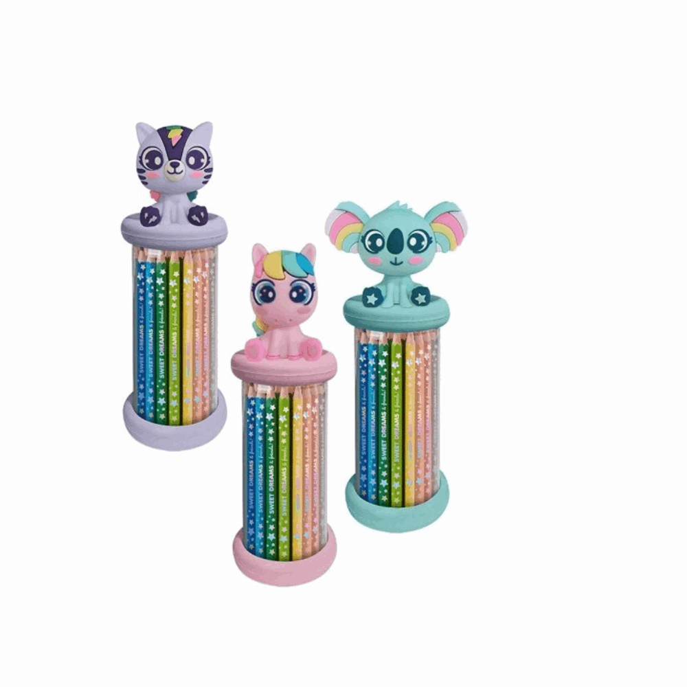 SWEET DREAMS BOX WITH 3D TOPPER 12 COLOURED PENCILS KL11631