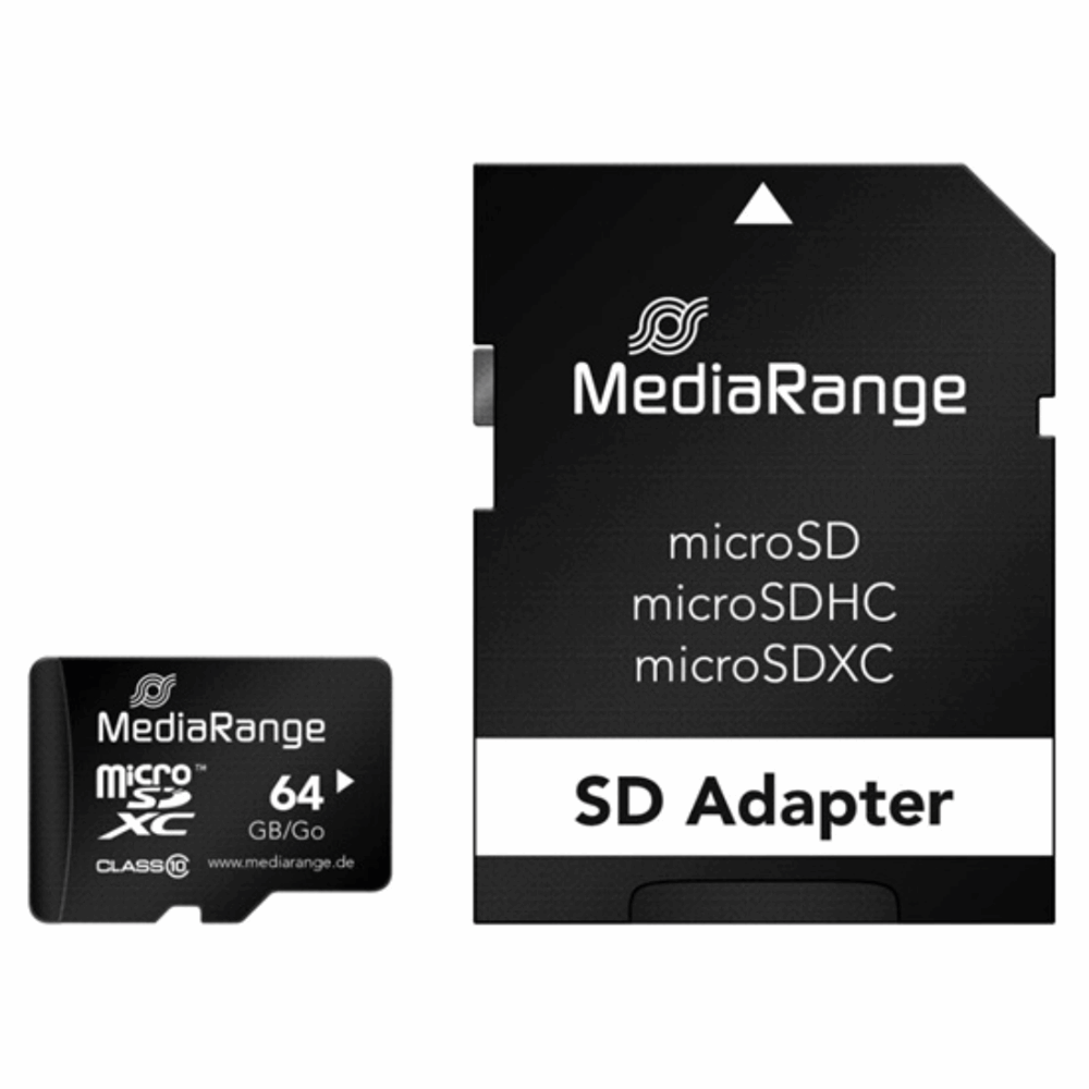 MediaRange Micro SDXC Class 10 With SD Adaptor 64 GB eXtended Capacity MR955