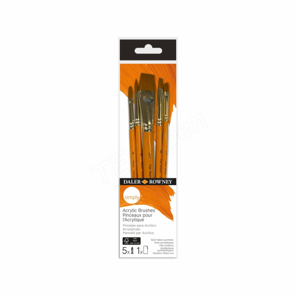 DALER ROWNEY SIMPLY ACRYLIC BRUSH SET #1 5PCS 216620500