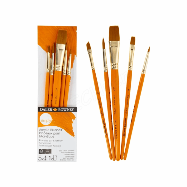 DALER ROWNEY SIMPLY ACRYLIC BRUSH SET #1 5PCS 216620500