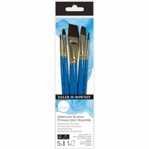 DALER ROWNEY SIMPLY WATERCOLOUR BRUSH SET 5PCS 216610500