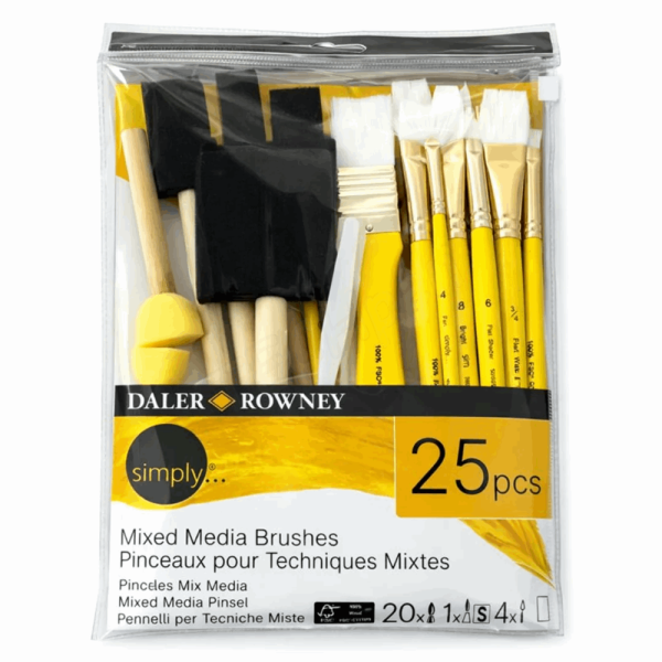 DALER ROWNEY SIMPLY MIXED MEDIA FOAM/DETAIL BRUSH SET 25PCS 216750025