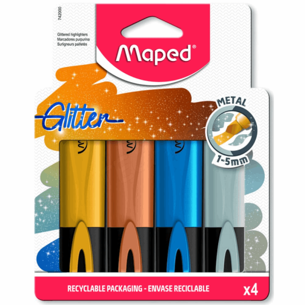 MAPED ΥΠΟΓΡΑΜMIΣΤΗΣ GLITTER METAL ΣΕΤ 4τμχ 742000