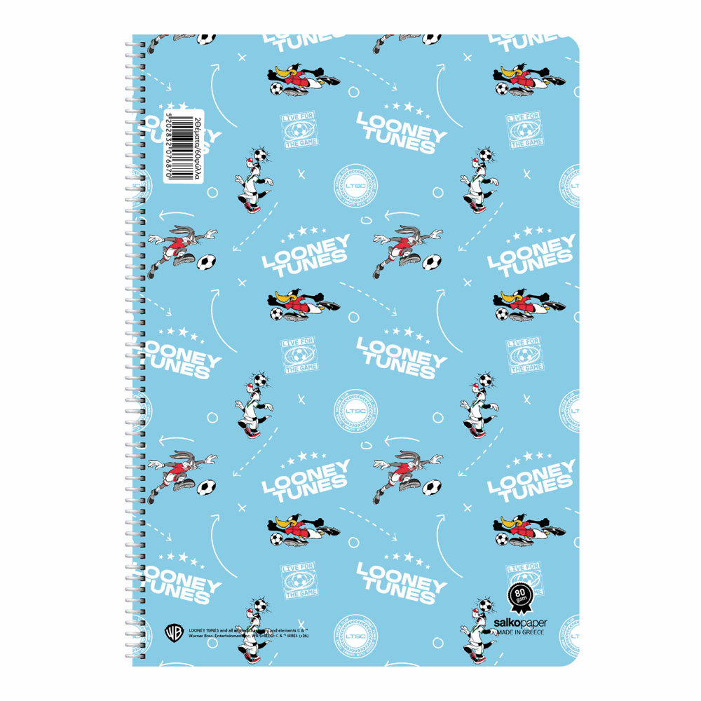 SALKO ΤΕΤΡΑΔΙΟ ΣΠΙΡΑΛ LOONEY TUNES V.2 17X25/120σελ. 2θ 7682